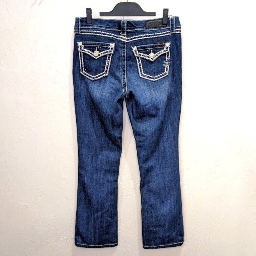 Seven7 Jeans Bling Pocket Womens 8 Boot Cut Rhinstone Low Rise y2k Pants